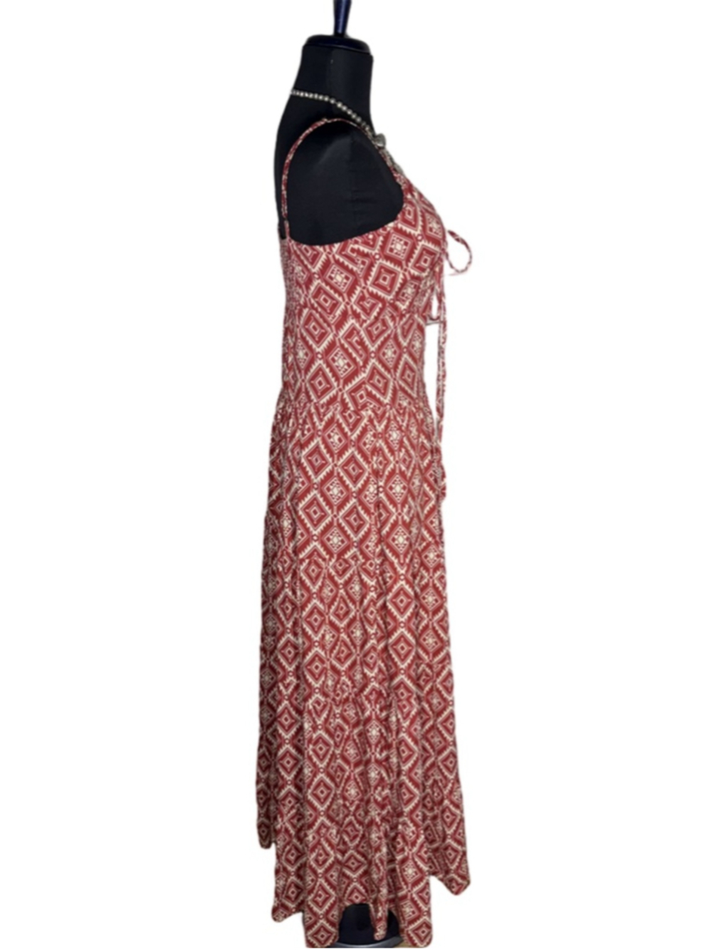 Rock & Roll Denim maxi dress hippy boho diamond tiers whimsigoth fairy western S - Picture 4 of 16